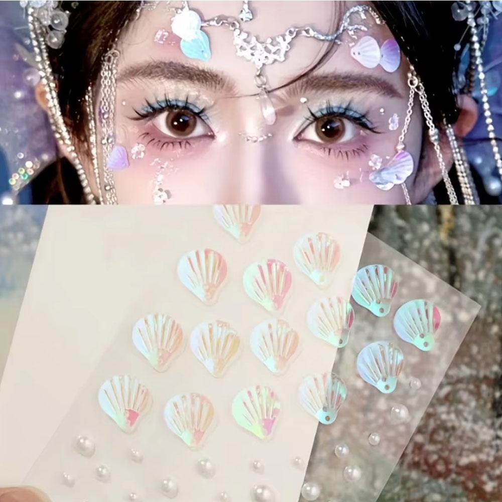 Body Jewelry Retainers - 1Sheet Iridescente Shell Mixture Pearl Stickers