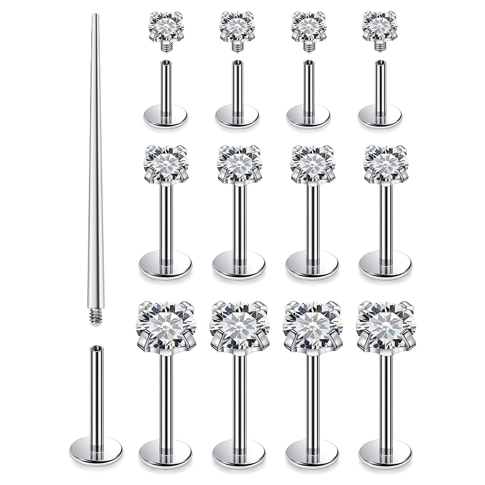 Body Jewelry Surgical Steel - 13 Uds Labret Piercing Set acero
