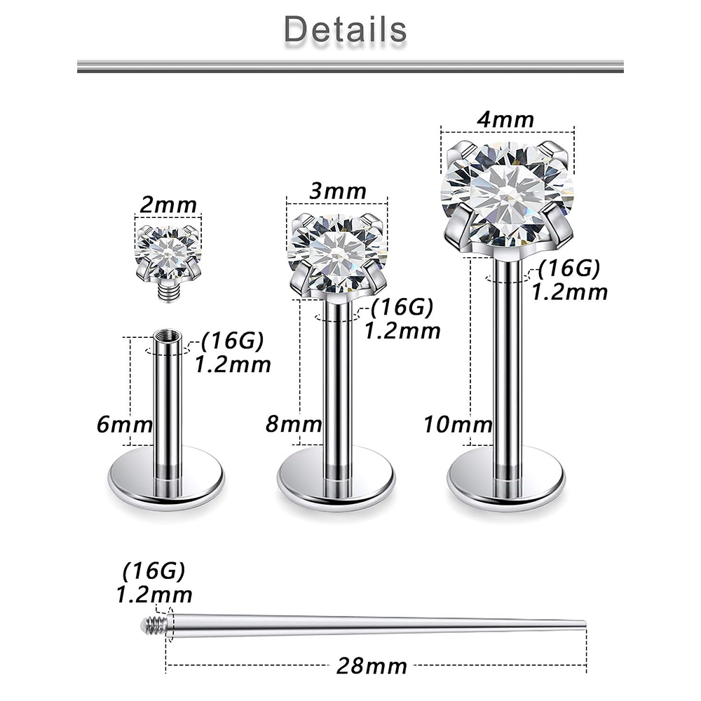 13 Uds Labret Piercing Set ace - Body Jewelry Surgical Steel reseña y precio