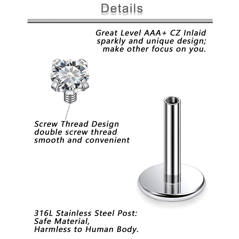 13 Uds Labret Piercing Set ace - Body Jewelry Surgical Steel reseña y precio