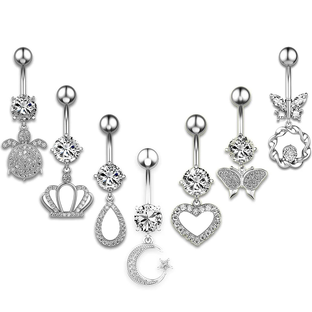 Lote de 7 Anillos de Ombligo d - Body Jewelry Surgical Steel reseña y precio